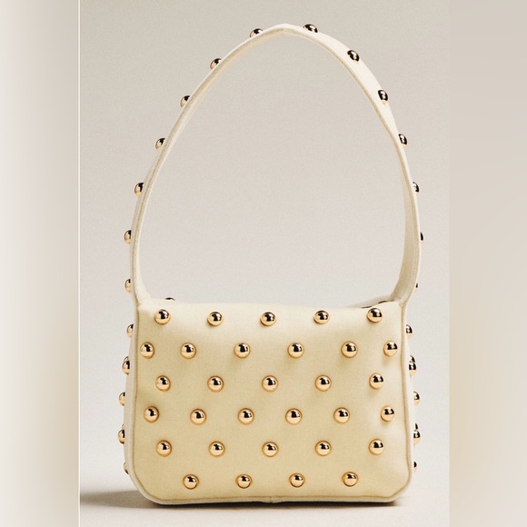 Anthropologie Handbags - Anthropologie Studded Velvet Shoulder Bag in White NWT